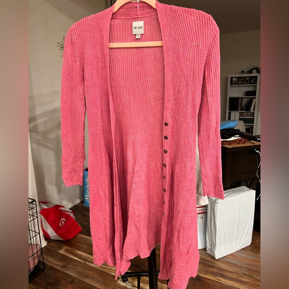 NIC+ZOE Pink Ribbed Cardigan